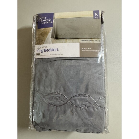 Better Homes Bedskirt Loop Stitch  Size King Easy Care Gray New In Bag - Picture 1 of 3